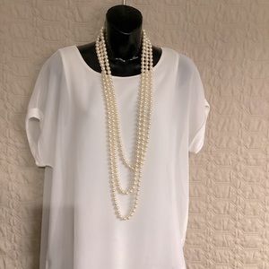 Joan Rivers vintage 120” off white faux pearl individually knotted necklace